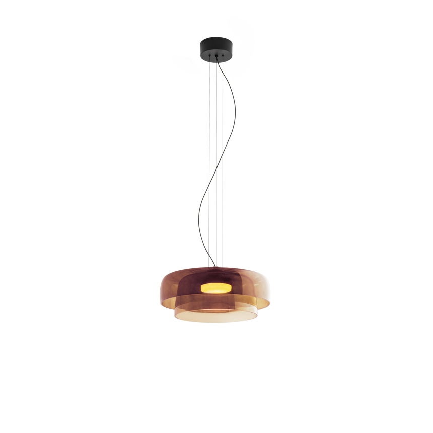 Lámpara de techo colgante LedsC4 Levels LED 2 luces negro ámbar CCT regulable 00-A046-05-15