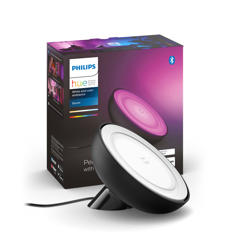 Philips Hue White and Color Ambiance Lámpara de mesa Bloom negro RGBW 7W 500lm 77112600