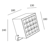 Proyector de exterior LedsC4 Cube 16 Leds LED IP66 AN14-53V8F1OSZ5 — plano técnico con dimensiones