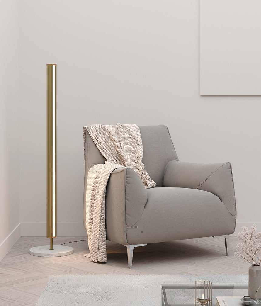 Lámpara de pie Aromas Niro LED 30W aluminium profile madera 140 cm P1314