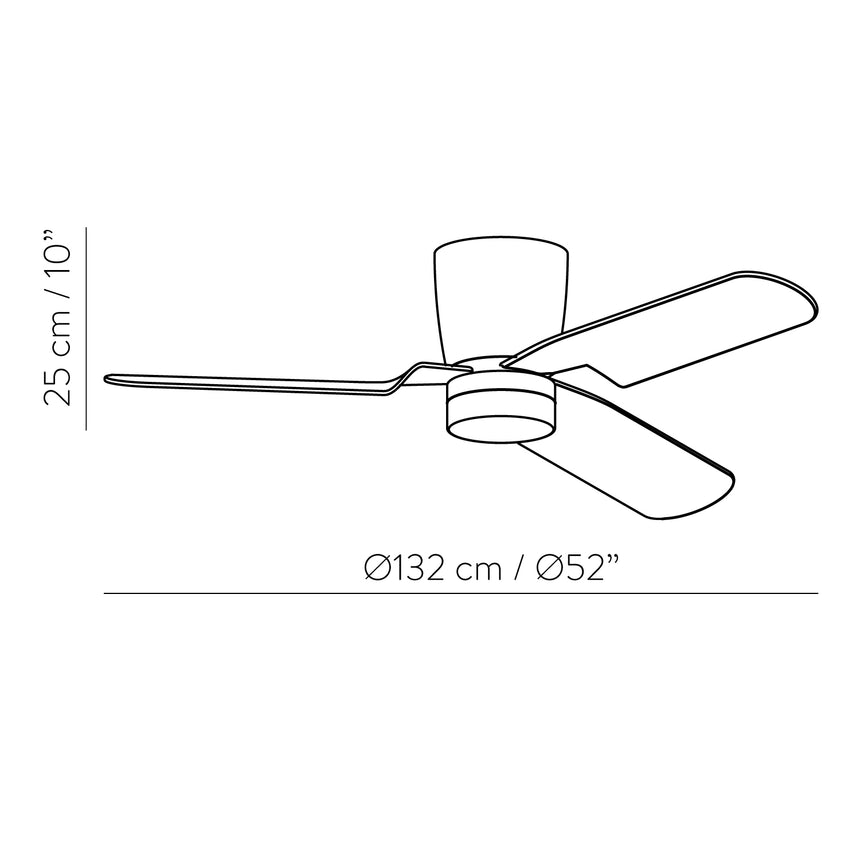 ACB Brisa Ventilador de techo 2503/52 Blanco, LED 15W 3000K 1140lm + MOTOR DC 30W, CRI80 CL.I, Mando a distancia