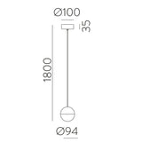 ACB Custo Lámpara de techo colgante 3818/1 Oro Tecnico/Opal, LED 5W 370lm, CRI90 , LED integrado, Kelvin 2700K-3000K Slide Switch C3818171O