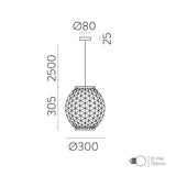 ACB Lennis Lámpara de techo colgante 3928/30 Fibra Natural, Kit Neg. Text., LED E27 15W, C3928082NA