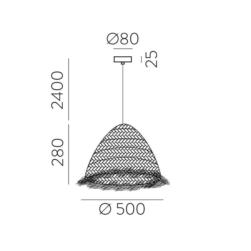 ACB Samira Lámpara de techo colgante 3932/50 Rafia Natural, LED E27 15W, C393250NA