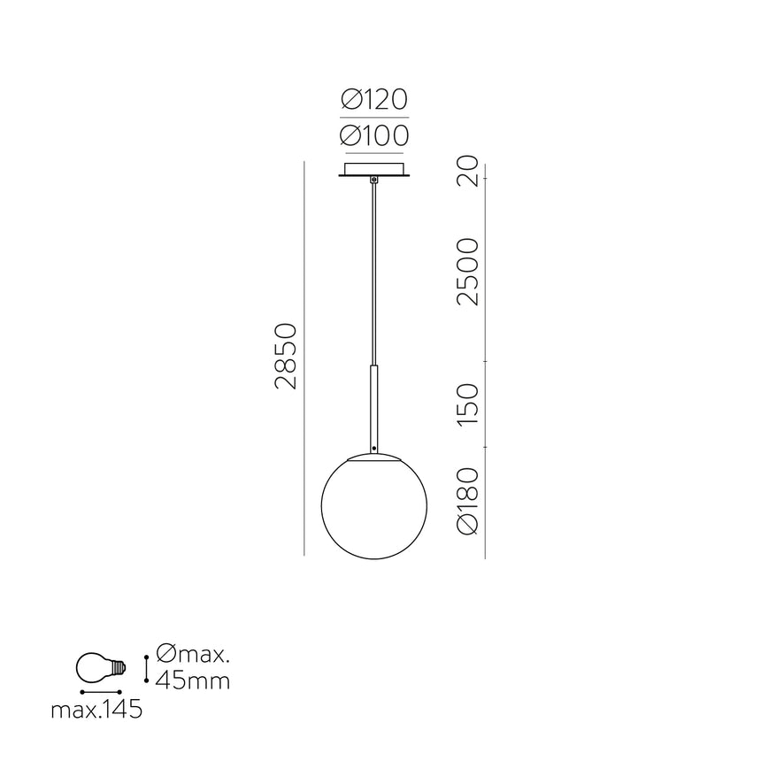 ACB Parma Lámpara de techo colgante 3946/18 Negro Mate/Opal, LED E27 15W, I IP44 C3946080N