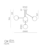 ACB Parma Lámpara colgante LED negro opal E27 5x Ø4,5cm C3946280N