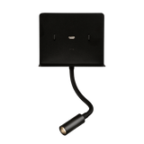 ACB Calma Aplique 16/3836 Negro Texturado, LED 6W 3000K 630lm + 3W 3000K 285lm, CRI90 , Dos interruptores, Orientable, Con USB, CON USBC A3836001N