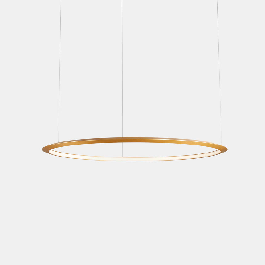 LedsC4 Lámpara de techo colgante Circular Inward Ø1200 Surface LED 70 Blanco Cálido - 3000K 0-10V Oro  CD4B-00W9AZRUEF