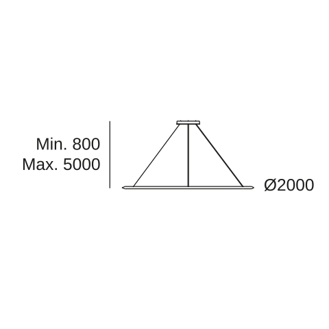 Lámpara de techo colgante LedsC4 Circular Inward Surface grande LED Ø200cm CD4C-00V9AZDU14 — plano técnico con dimensiones