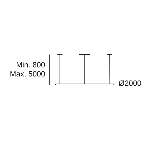 Lámpara de techo colgante LedsC4 Circular Inward Recessed grande LED Ø200cm CD5C-00V9AZDU14 — plano técnico con dimensiones