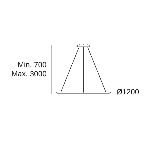 Lámpara de techo colgante LedsC4 Circular Outward Surface grande LED Ø120cm CF4B-00V9AZDU14 — plano técnico con dimensiones