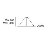 Lámpara de techo colgante LedsC4 Circular Outward Surface grande LED Ø200cm CF4C-00V9AZDU14 — plano técnico con dimensiones