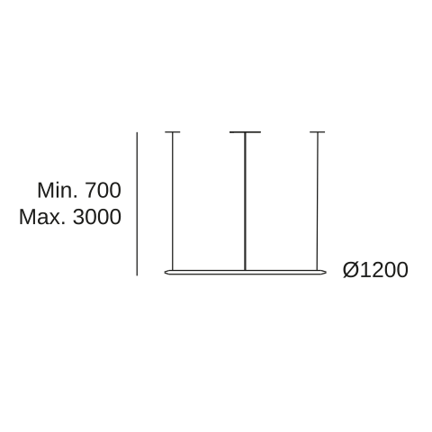 Lámpara de techo colgante LedsC4 Circular Outward Recessed grande LED Ø120cm CF5B-00V9AZDU14 — plano técnico con dimensiones