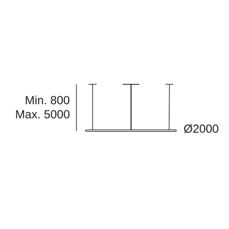 Lámpara de techo colgante LedsC4 Circular Outward Recessed grande LED Ø200cm CF5C-00V9AZDU14 — plano técnico con dimensiones