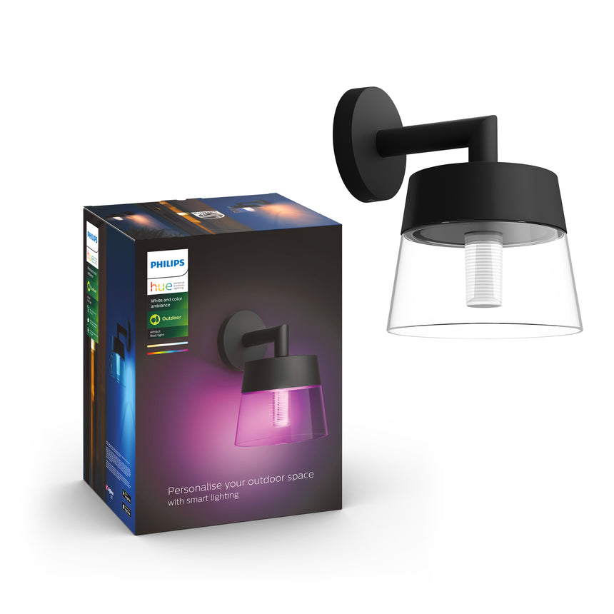 Philips Hue White and Color Ambiance Aplique de pared attract negro RGBW 8W IP44 1746130P7