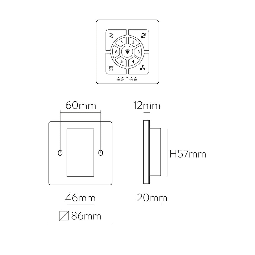 ACB Wall Control Battery Operated Ceiling Fan XCONTROL034