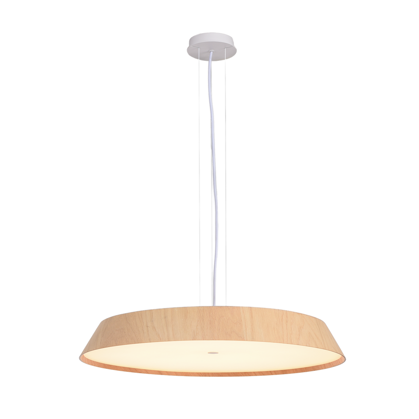 Lámpara de techo colgante ACB Cora Madera Haya y Blanco Texturado Ø61cm C4015070OAK