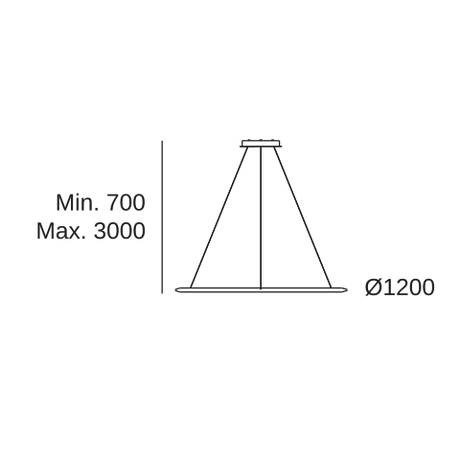 Lámpara de techo colgante LedsC4 Circular Downward Surface grande LED Ø120cm CS4B-00V9AZDU14 — plano técnico con dimensiones