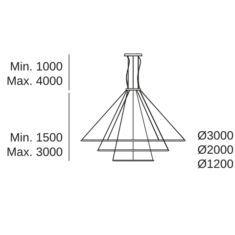 Lámpara de techo colgante LedsC4 Circular Downward 3 Rings ( ) grande LED CS4G-00V9AZDU14 — plano técnico con dimensiones