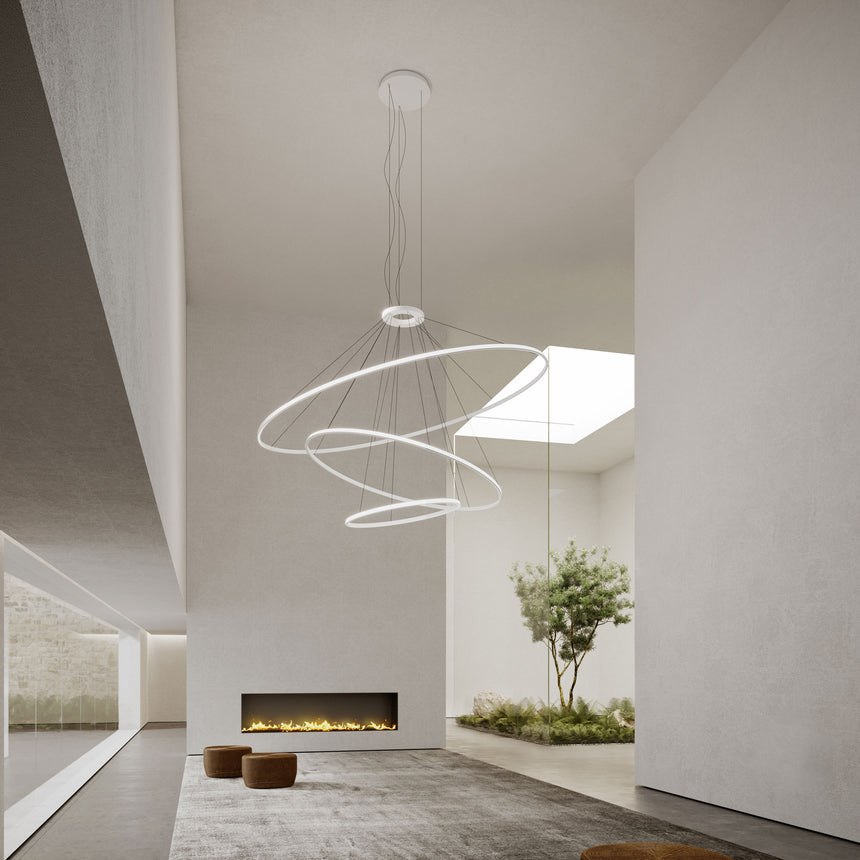 LedsC4 Lámpara de techo colgante Circular Downward 3 Rings (Ø2000 Ø1200 Ø600) LED 227.5 Blanco Cálid CS4H-00A9AZOU14
