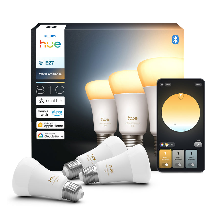 Philips Hue Bombilla White Ambiance E27 6W 810lm (3 uds) 8720169364721