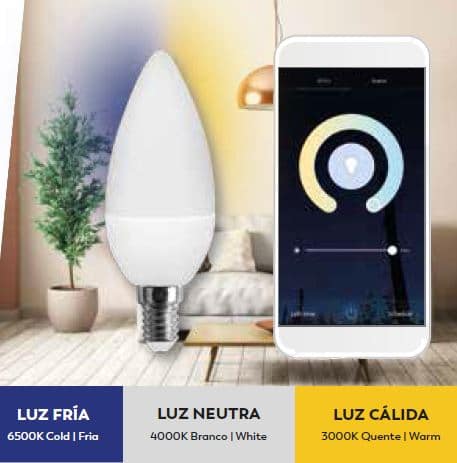 Garza 401273 Smarthome Bombilla LED WiFi CCT 5.5w Vela E14 Inteligente, Control por Voz y Alexa, 5.5 W, Blanco