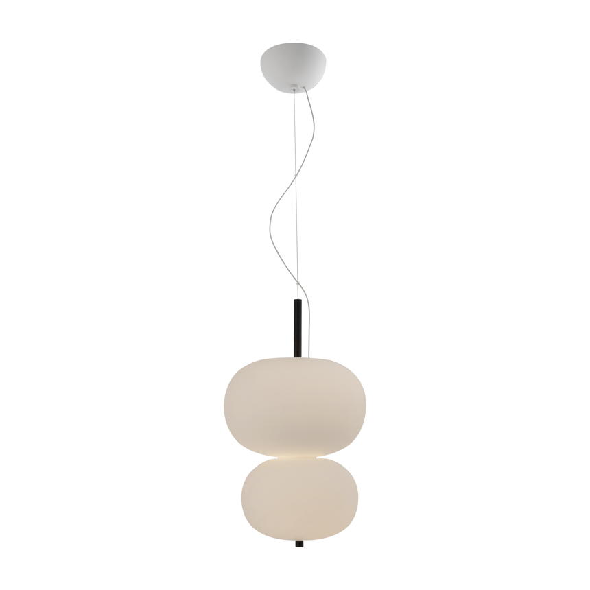 Lámpara de techo colgante bolas LedsC4 Ilargi Doble Lamp LED madera oscura 2700K 00-6463-92-F9