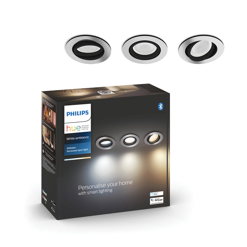Philips Hue Empotrable Milliskin blanco White Ambiance 5W 871951434284200 (3 uds) 350lm