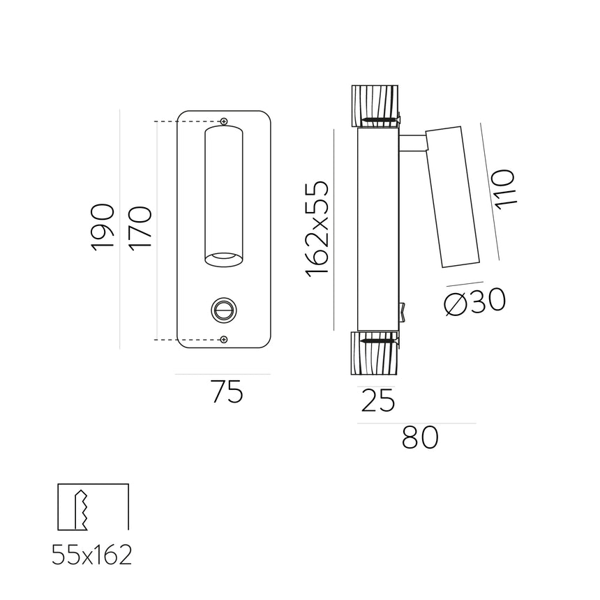 ACB Aron Empotrable 16/3240 Niquel Satinado, LED 3W 3000K 315lm, CRI90 CL.I, LED integrado, Con interruptor E32401NS