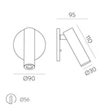 ACB Atria Empotrable 16/3925 Negro Texturado, LED 3W 3000K 315lm, CRI90 CL.I, LED integrado, Con interruptor, Orientable E3925000N