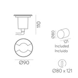 ACB Indus Empotrable 2066/9 Aluminio ADC12, LED GU10 8W, IP67 E2066080IN