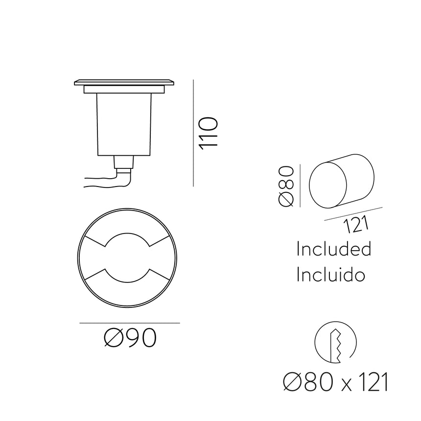 ACB Indus Empotrable exterior 2066/9 Aluminio ADC12, LED GU10 8W, CL.I IP67