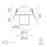 ACB Gina Empotrable 3874 Negro Texturado, LED GU10 8W, I, Orientable E3874080N