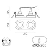 ACB Musca Empotrable 3947/21 Blanco texturado, LED GU10 2x8W, I E3947180B