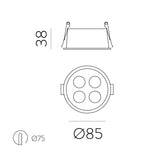 ACB Invisible Empotrable 3980/85 Circular Blanco Texturado, LED 9W 3000K 680lm, CRI90 I, LED integrado E3980201B