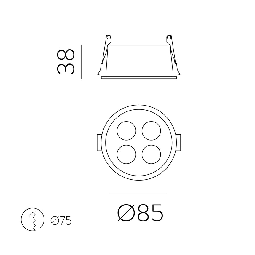 ACB Invisible Empotrable 3980/85 Circular Blanco Texturado, LED 9W 3000K 680lm, CRI90 I, LED integrado E3980201B