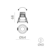 ACB Move Empotrable 3984/6 Circular Negro Texturado, LED COB 5W 3000K 415lm, CRI90 I IP44/IP20, LED integrado E3984000N