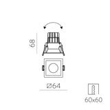 ACB Move Empotrable 3984/6 Cuadrado Blanco Texturado, LED COB 5W 2700K 380lm, CRI90 I IP44/IP20, LED integrado E3984091B