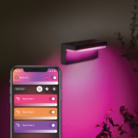 Philips Hue White and Color Ambiance Aplique de pared Nyro negro RGBW 14W IP44 1745630P7 1020lm - imagen 3