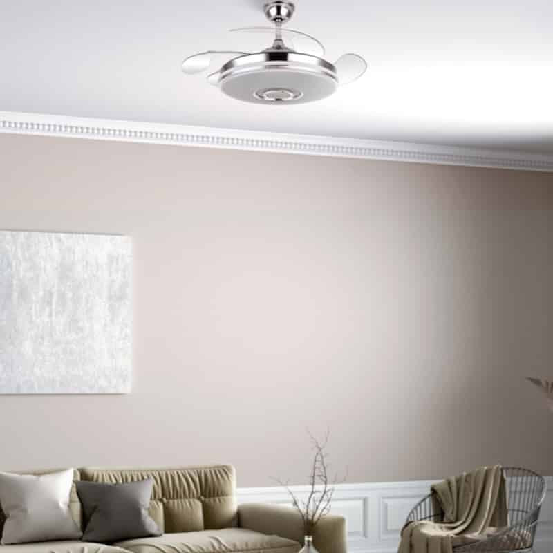 Fabrilamp Noto Ventilador Dc 72w 6117lm Cromo 4asp.desp.108d 3 Colores+rgb Bluetooth, Remoto, Memoria Y Altavoz 165791420