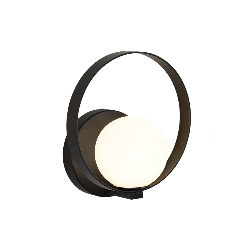 ACB Halo Aplique 16/3815 Negro Texturado/Opal, LED 5W 370lm, CRI90 , LED integrado, Kelvin 2700K-3000K Slide Switch A3815170N