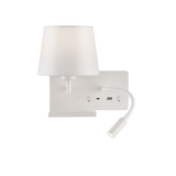 ACB Hold Aplique 16/3664 Blanco texturado, Pan. Blanca, LED 3W 3000K 285lm + LED E27 15W, CRI90 , Dos interruptores, Orientable, Con USB, CON USBC A3664181BIZQ