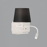 ACB Hold Aplique 16/3664 Blanco texturado, Pan. Negra, LED 3W 3000K 285lm + LED E27 15W, CRI90 , Dos interruptores, Orientable, Con USB, CON USBC A3664182BIZQ
