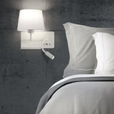 ACB Hold Aplique 16/3664 Blanco texturado, Pan. Blanca, LED 3W 3000K 285lm + LED E27 15W, CRI90 , Dos interruptores, Orientable, Con USB, CON USBC A3664181BIZQ