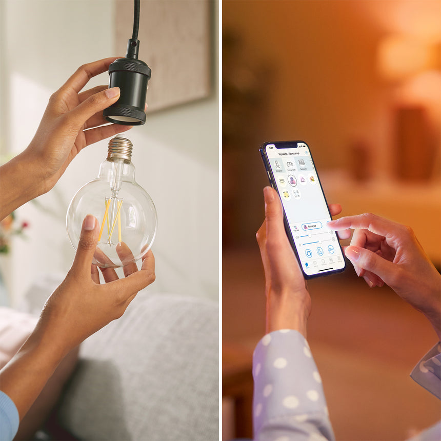 Bombilla de filamento Philips WiZ transparente G95 7W E27 806lm 372184