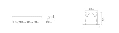 Luminaria lineal LED empotrable Ilutrek Space 25 DALI