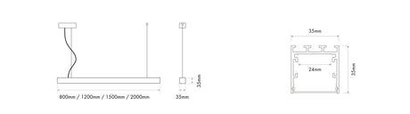 Luminaria lineal LED colgante Ilutrek Space 35
