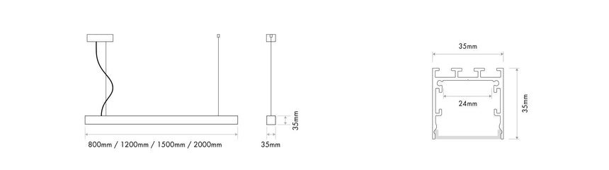 Luminaria lineal LED colgante Ilutrek Space 35
