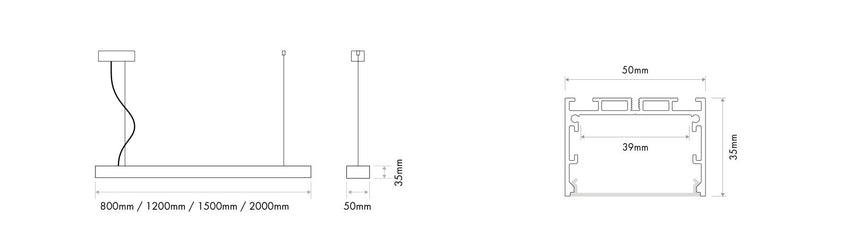 Luminaria lineal LED colgante Ilutrek Space 50 DALI