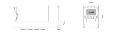 Luminaria lineal LED colgante Ilutrek Space Big DALI